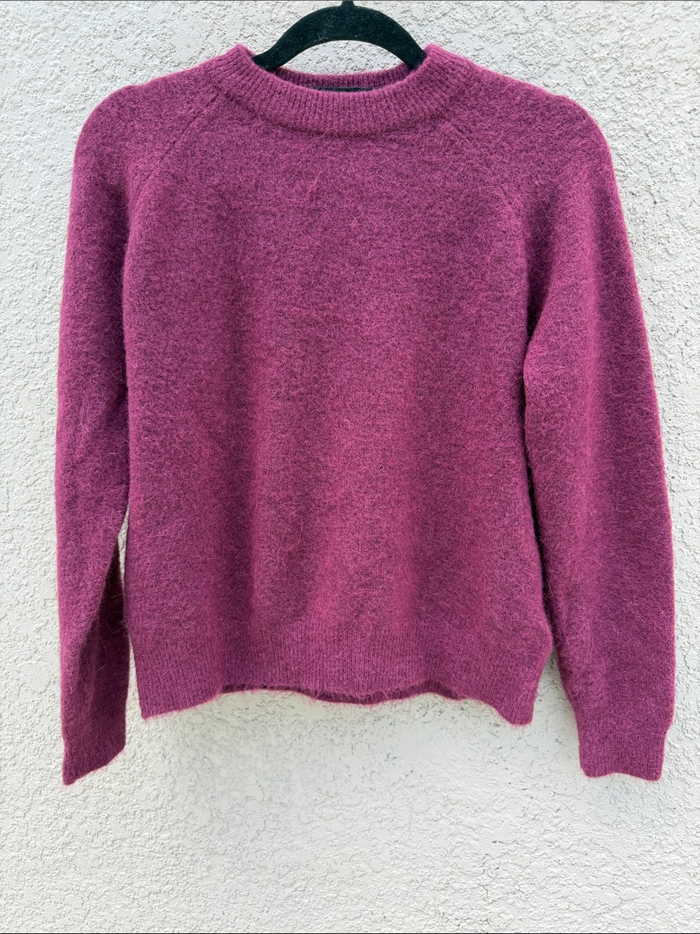 Zara Cozy Fuzzy Crewneck Sweater in Plum